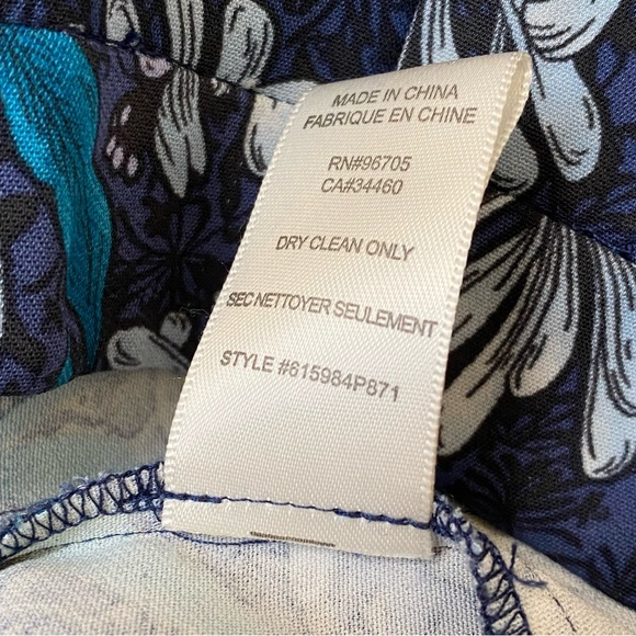 REBECCA TAYLOR blue floral print high rise waisted wide leg pants front pockets - Picture 10 of 14